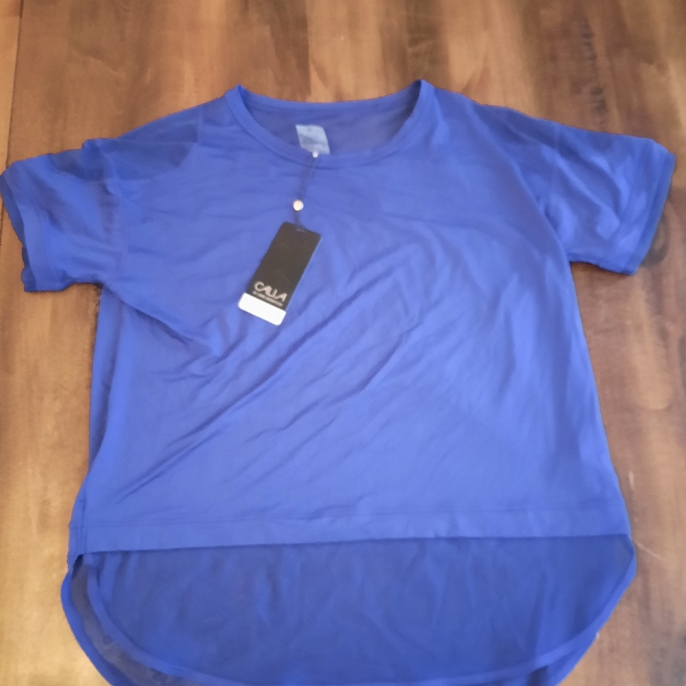 Calia Elbow Sleeve Mesh Top Twilight Blue Athletic Shirt Womens Size M